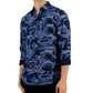 Camisa Alfani Masculina com Estampa Camuflada e Bolso Frontal e Manga Longa, Azul, Tamanho Médio