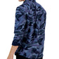 Camisa Alfani Masculina com Estampa Camuflada e Bolso Frontal e Manga Longa, Azul, Tamanho Médio