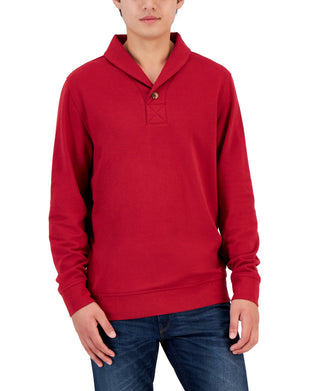 Suéter de lã sprilite com gola xale masculino Club Room, vermelho, tamanho grande
