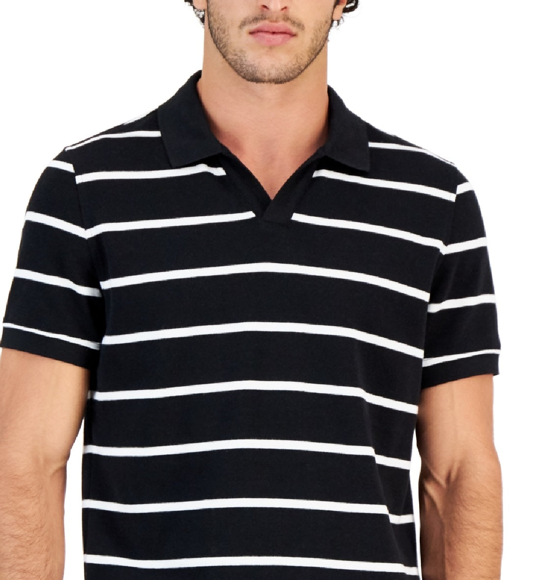 Camisa Polo Masculina Club Room Johnny Collar Preta Tamanho Grande