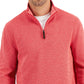 Pulôver masculino Club Room Birdseye Quarter Zip Laranja Tamanho Médio