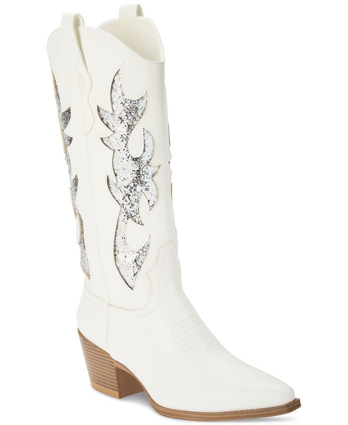 Botas femininas Wild Pair Lucah Western, brancas, tamanho 9,5M