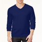 Suéter masculino Alfani com decote em V, azul, tamanho médio