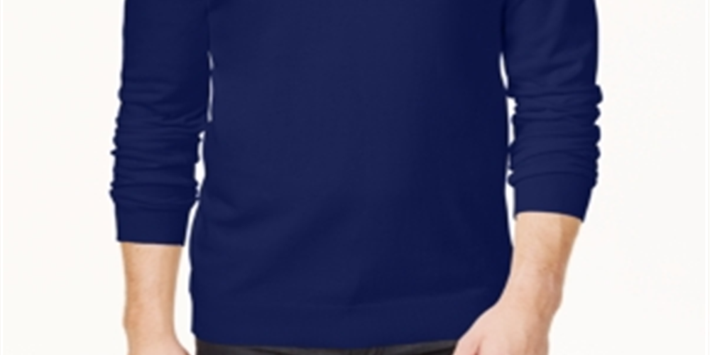 Suéter masculino Alfani com decote em V, azul, tamanho médio