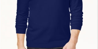 Suéter masculino Alfani com decote em V, azul, tamanho médio
