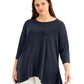 Blusa feminina Alfani lisa, azul, tamanho 2X