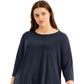 Blusa feminina Alfani lisa, azul, tamanho 2X