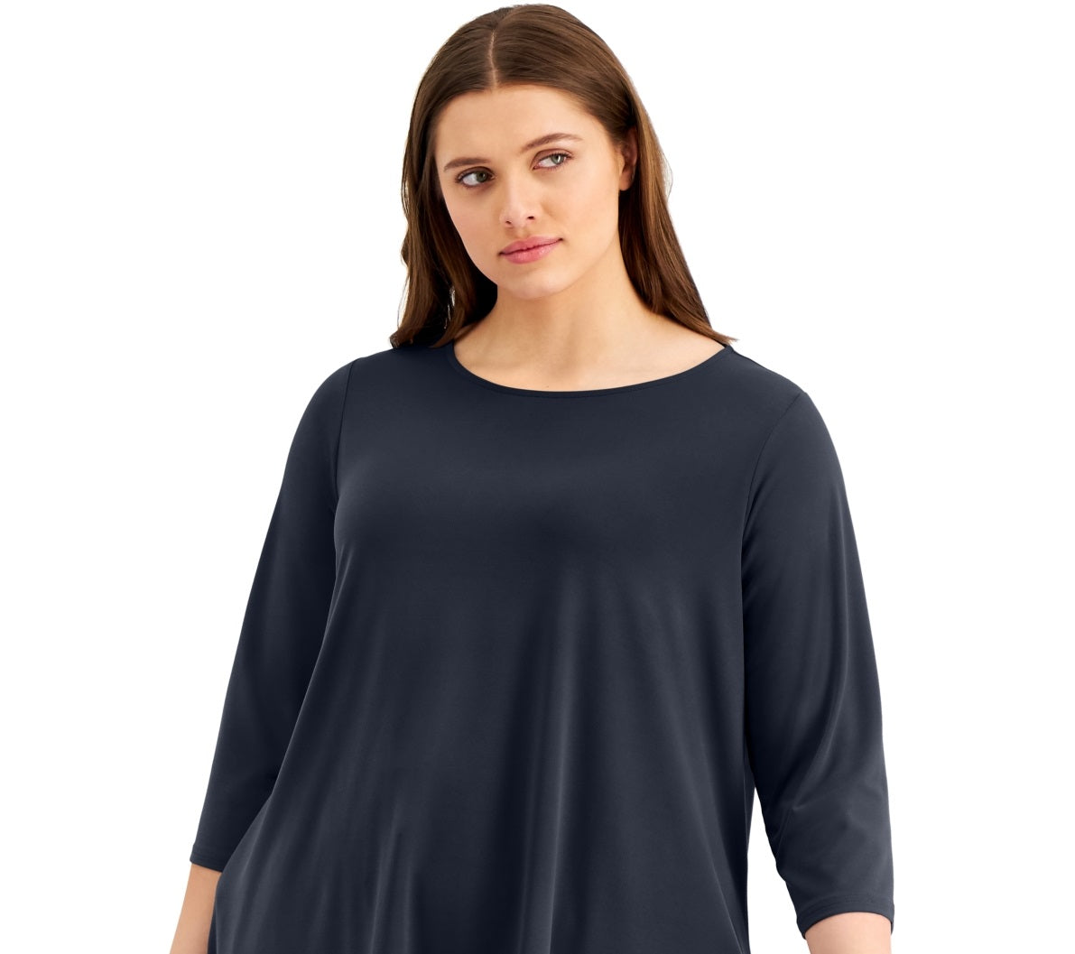 Blusa feminina Alfani lisa, azul, tamanho 2X