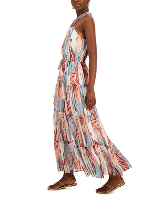 INC International Concepts Women's Printed Halter Dress Blue Size Medium