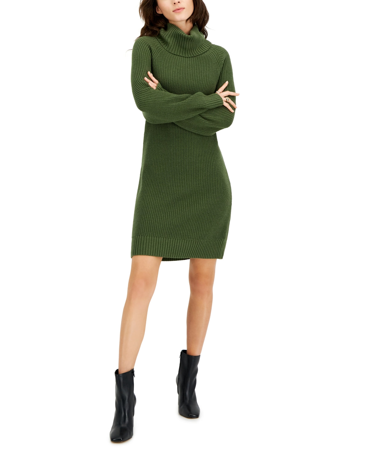 Vestido suéter feminino de gola alta INC International Concepts, verde, tamanho X-S