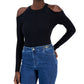 Suéter feminino canelado com ombros descobertos da INC International Concepts, preto, tamanho XX-G
