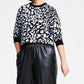 Suéter feminino Bar III Cheetah Jacquard preto tamanho X-G