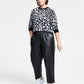 Suéter feminino Bar III Cheetah Jacquard preto tamanho X-G