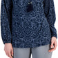 Blusa estampada camponesa feminina JM Collection, azul, tamanho pequeno