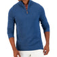 Suéter de algodão texturizado com zíper de um quarto masculino Club Room, azul, tamanho grande