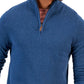 Suéter de algodão texturizado com zíper de um quarto masculino Club Room, azul, tamanho grande