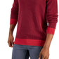 Suéter masculino de gola redonda bicolor Club Room, vermelho, tamanho extragrande