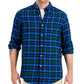 Camisa de flanela xadrez masculina Club Room, tamanho grande, azul, ajuste regular