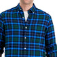 Camisa de flanela xadrez Club Room masculina, tamanho XX-G, azul