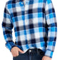 Camisa de flanela xadrez masculina Club Room, tamanho XX-G, azul, ajuste regular