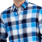 Camisa de flanela xadrez masculina Club Room, tamanho XX-G, azul, ajuste regular