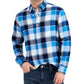 Camisa de flanela xadrez masculina Club Room, tamanho grande, azul, ajuste regular