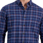 Camisa xadrez escovada Club Room masculina, tamanho médio, azul