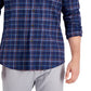 Camisa xadrez escovada Club Room masculina, tamanho médio, azul