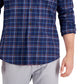 Camisa xadrez escovada Club Room masculina, tamanho grande, azul, tamanho regular