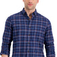 Camisa xadrez escovada masculina Club Room Regular Fit Azul Tamanho XX-G