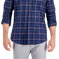 Camisa xadrez escovada masculina Club Room Regular Fit Azul Tamanho XX-G