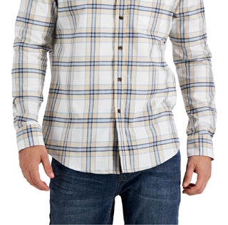 Camisa xadrez escovada masculina Club Room Regular Fit Marrom Tamanho P