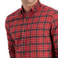Camisa xadrez escovada masculina Club Room Regular Fit vermelha tamanho grande