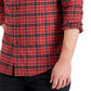 Camisa xadrez escovada masculina Club Room Regular Fit vermelha tamanho grande