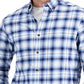 Camisa xadrez escovada Club Room masculina, tamanho grande, azul, tamanho regular