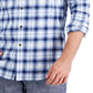 Camisa xadrez escovada Club Room masculina, tamanho XX-G, azul