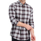Camisa xadrez escovada masculina Club Room Regular Fit, preta, tamanho grande
