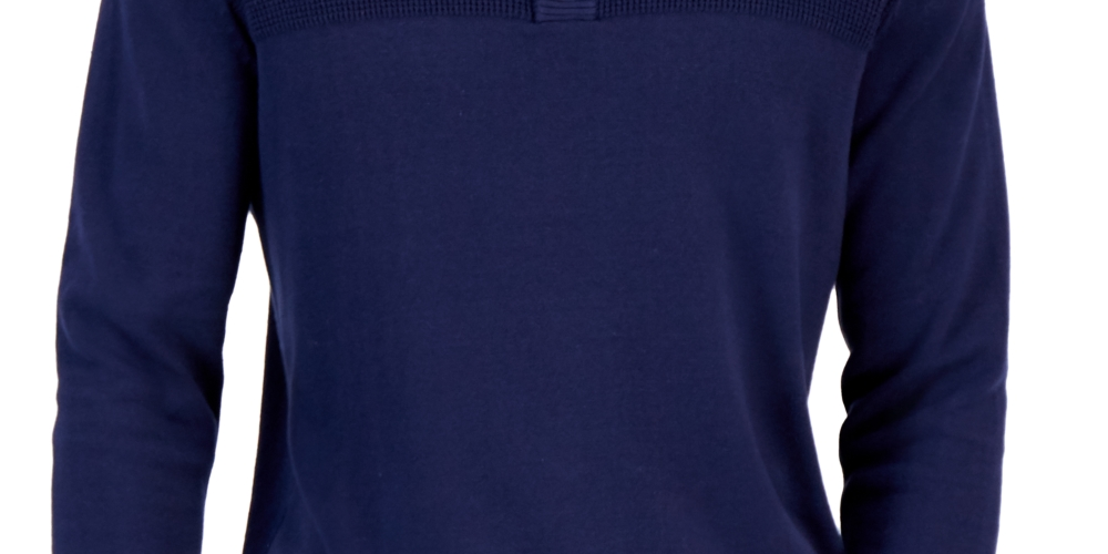 Suéter masculino com gola falsa e botões Club Room, azul, tamanho pequeno