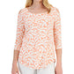 JM Collection Blusa feminina com estampa floral em jacquard rosa tamanho pequeno grande