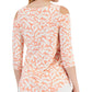 JM Collection Blusa feminina com estampa floral em jacquard rosa tamanho pequeno grande