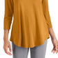 JM Collection Blusa túnica feminina lisa com manga 3/4, amarela, tamanho XX-G