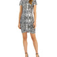 Vestido curto justo estampado feminino INC International Concepts, preto, tamanho M