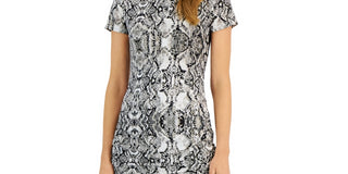 Vestido curto justo estampado feminino INC International Concepts, preto, tamanho M