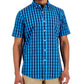 Camisa xadrez masculina de manga curta Club Room, azul, tamanho XXX-G