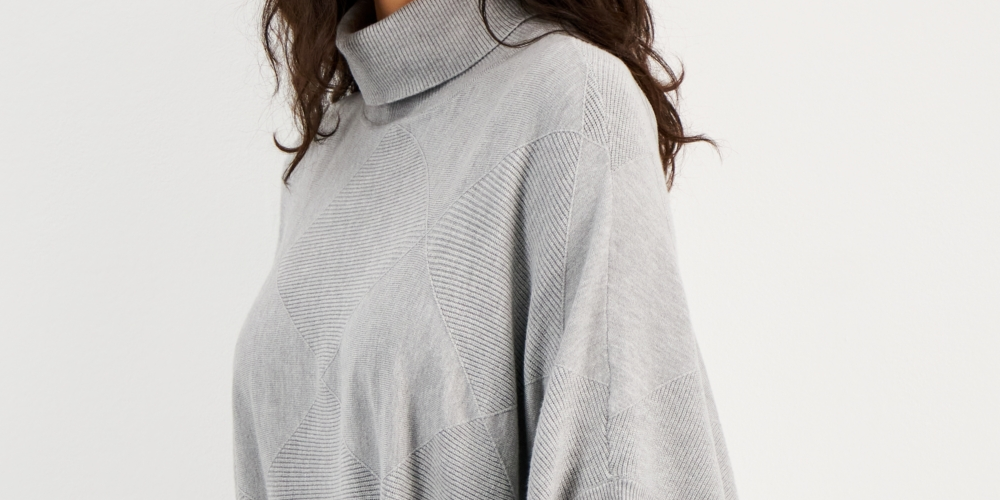 Alfani Poncho Suéter Feminino Gola Alta Cinza Tamanho X-G