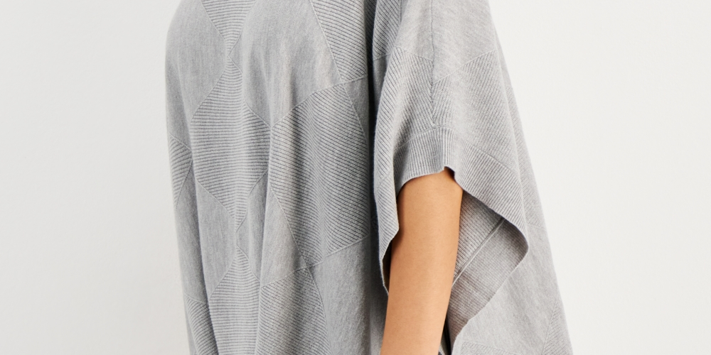 Alfani Poncho Suéter Feminino Gola Alta Cinza Tamanho X-G