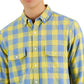Camisa Masculina Club Room Tac Plaid Dupla Face de Manga Longa Amarela Tamanho Médio