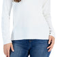 Karen Scott Blusa de gola alta Luxesoft feminina, branca, tamanho médio