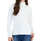 Karen Scott Blusa de gola alta Luxesoft feminina, branca, tamanho médio