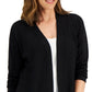 Karen Scott Cardigan Feminino com Ponto Aberto e Frente Aberta, Preto, Tamanho Médio